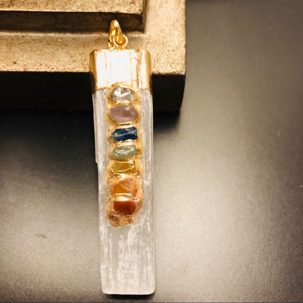 Selenite Chakra Stone Pendant
